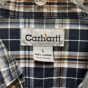 Carhartt Men's Navy and White Checkered Shirt